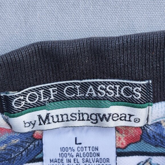 Munsingwear Classic Golf Polo Shirt men'a size L Floral and Golf Theme  Pattern - Picture 5 of 9